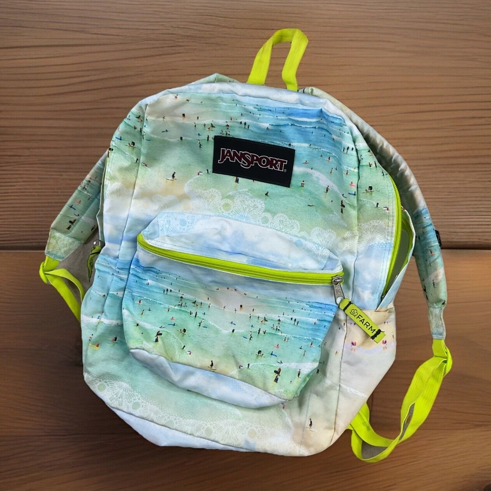 Jansport x Farm Rio Backpack Printed AOP Beach Ocean Water Limited‎ Edition Bag